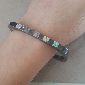 Sterling Silver and Alabaster Square Bracelet